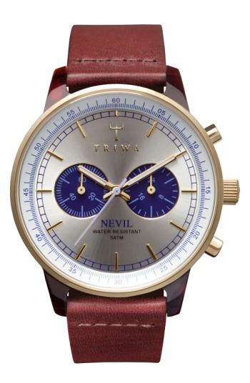 Men's Triwa Nevil Chronograph Leather Strap Watch, 38mm