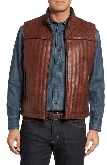 Men's Flynt Quilted Leather Vest, Size - Brown