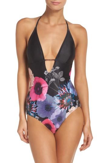 Women's Ted Baker London Neon Poppy One-piece Swimsuit