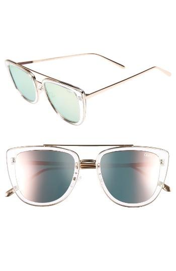 Women's Quay Australia French Kiss 55mm Cat Eye Sunglasses - Clear/ Rose