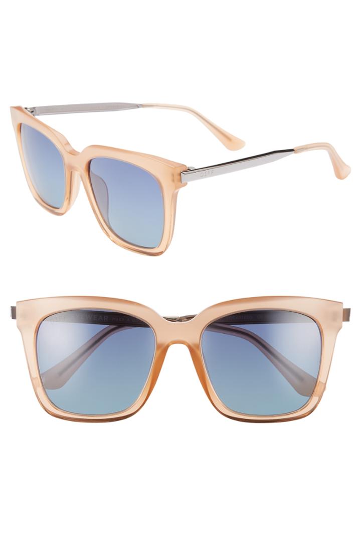 Women's Diff Bella 52mm Polarized Sunglasses - Coral/ Blue Gradient