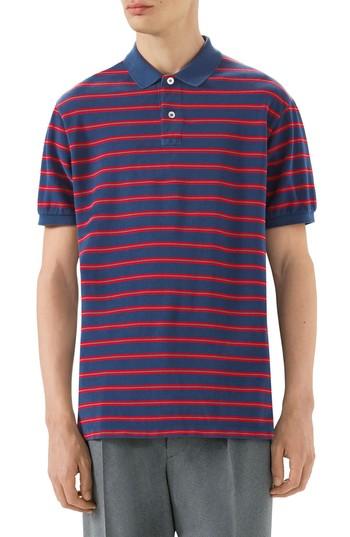 Men's Gucci Oversized Stripe Polo - Blue