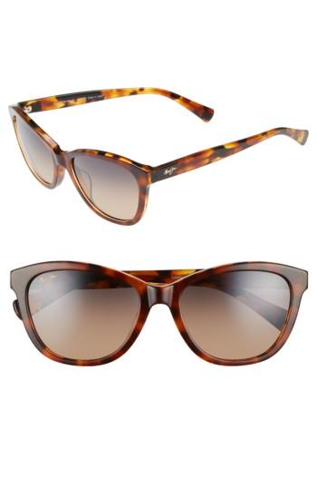 Women's Maui Jim Canna 54mm Polarized Cat Eye Sunglasses - Mocha Tortoise/ Bronze
