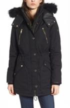 Women's Guess Hooded Anorak With Detachable Faux Fur