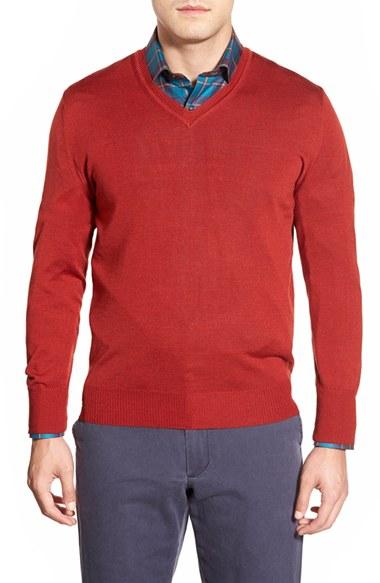 Men's Robert Talbott 'pasadera' Wool & Silk Blend V-neck Sweater - Red