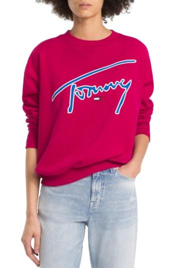 Women's Tommy Jeans Tjw Embroidered Logo Sweatshirt - Red