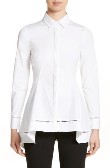 Women's Lela Rose Peplum Shirt - White