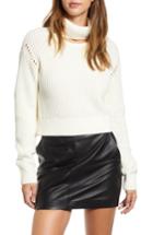 Women's Kendall + Kylie Mock Neck Choker Pullover - Beige