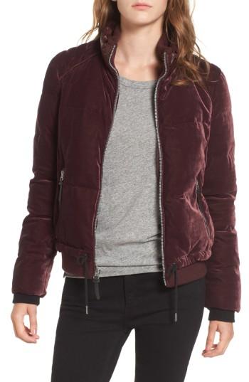 Women's Andrew Marc Vita Down & Feather Fill Quilted Velvet Jacket