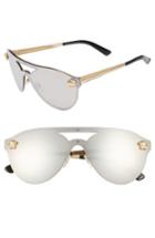 Women's Versace 42mm Shield Mirrored Sunglasses - Gold/ Silver Mirror