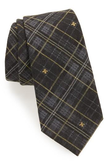 Men's Gucci Kilt Bee Plaid Jacquard Tie, Size - Grey