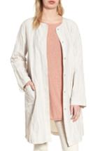 Women's Eileen Fisher Long Rumpled Organic Cotton Blend Jacket - White