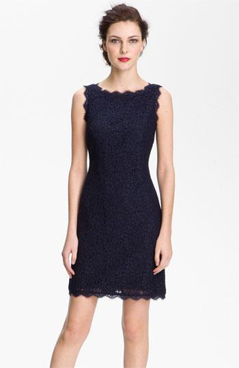 Women's Adrianna Papell Boatneck Lace Sheath Dress - Blue