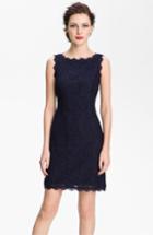Women's Adrianna Papell Boatneck Lace Sheath Dress - Blue
