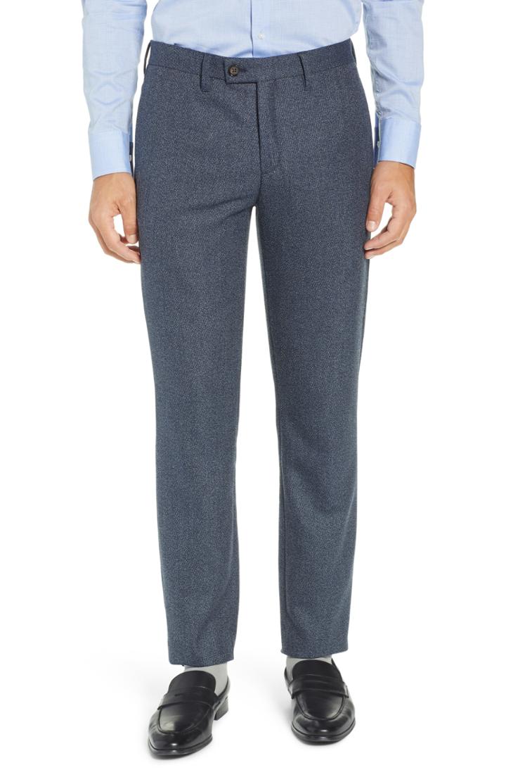 Men's Boss Genesis Flat Front Solid Wool Trousers R - Brown