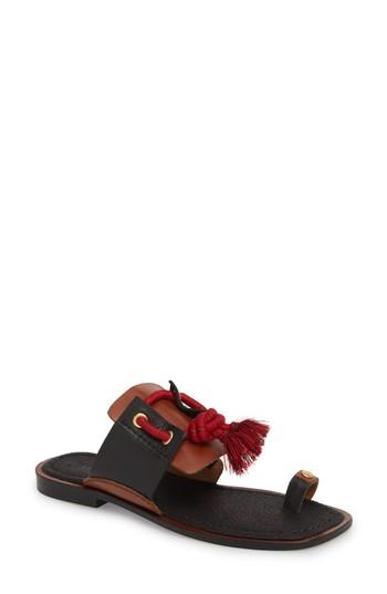 Women's Free People Maui Tasseled Slide Sandal Us / 36eu - Black