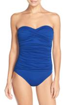 Women's La Blanca Twist Front Bandeau One-piece Swimsuit - Blue