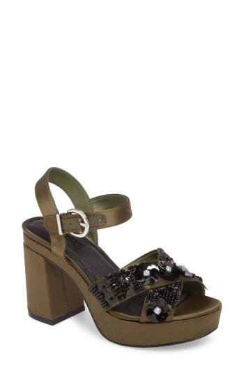 Women's Topshop Lotus Embellished Platform Sandal .5us / 36eu - Green