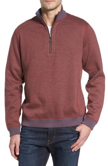 Men's Tommy Bahama Flipsider Reversible Quarter-zip Pullover, Size - Red