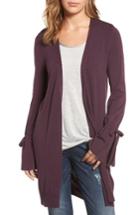 Women's Halogen Lightweight Tie Sleeve Cardigan - Purple