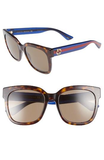 Women's Gucci 54mm Sunglasses - Dark Havana/ Brown
