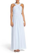 Women's Watters 'micah' Crisscross Neck A-line Chiffon Gown - Blue