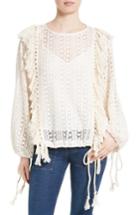 Women's See By Chloe Fishnet Lace & Fringe Top Us / 34 Fr - Ivory