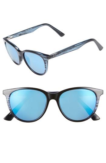 Women's Maui Jim Cathedrals 52mm Polarizedplus2 Cat Eye Sunglasses - Blue Black Stripe/ Blue Hawaii