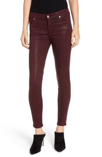 Women's 7 For All Mankind Coated Ankle Skinny Jeans - Burgundy