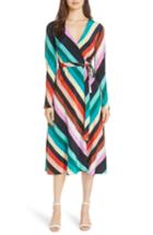 Women's Diane Von Furstenberg Stripe Silk Wrap Midi Dress - Blue/green