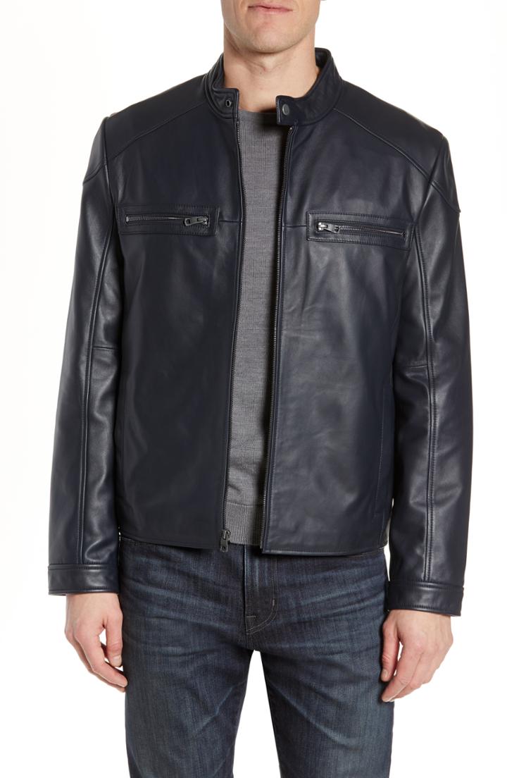 Men's Andrew Marc Wendell Lambskin Moto Jacket