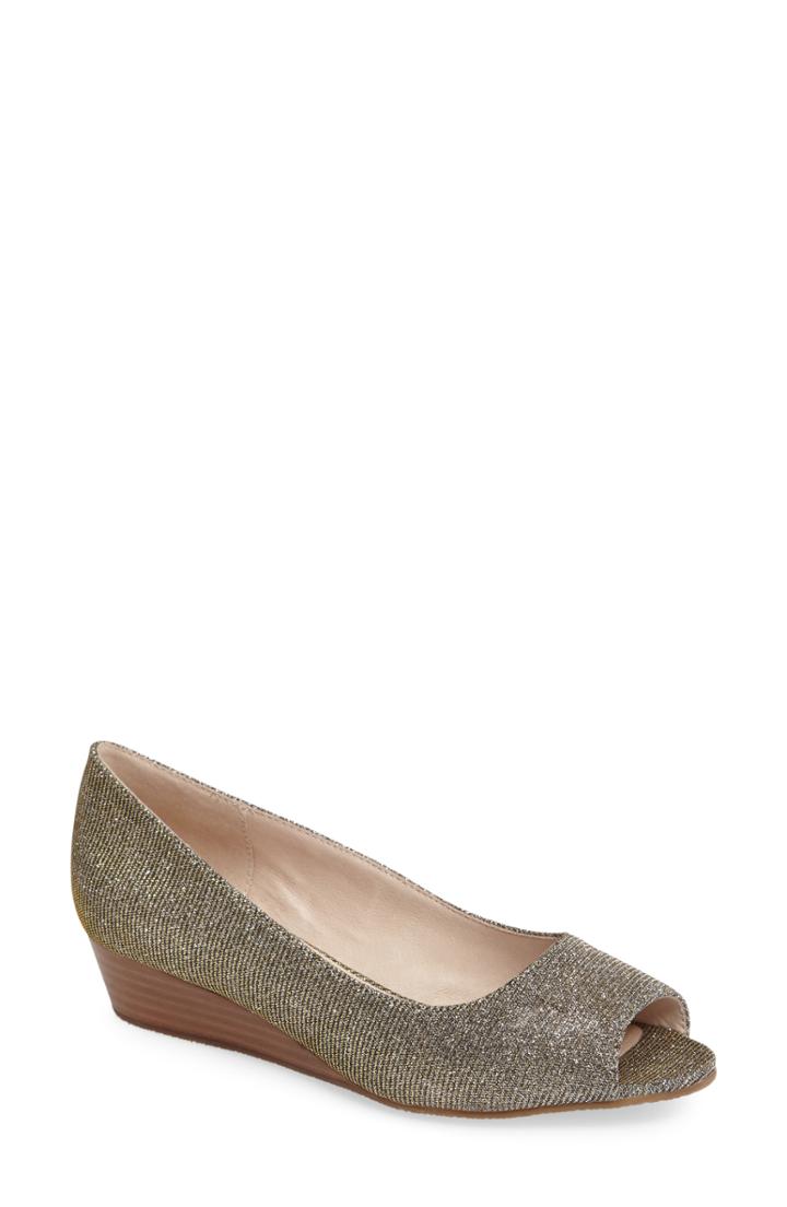 Women's Sudini 'willa' Peep Toe Wedge .5 W - Metallic