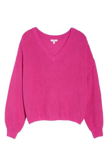 Women's Bp. V Neck Cotton Sweater - Pink