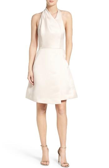 Women's Halston Heritage Halter Fit & Flare Dress - Pink
