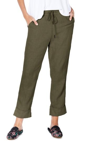 Women's Michael Stars Cuffed Linen Pants - Green
