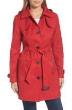 Women's Calvin Klein Water Resistant Belted Trench Coat - Red