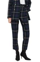 Women's Topshop Check Belted Trousers Us (fits Like 0-2) - Purple