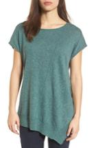 Petite Women's Eileen Fisher Cap Sleeve Organic Linen & Cotton Scoop Neck Top, Size P - Blue/green