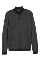 Men's Ted Baker London Stripe Quarter Zip Sweater (s) - Black