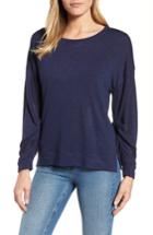 Women's Caslon Tuck Sleeve Sweatshirt, Size - Blue