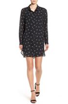 Women's Press Crane Print Long Sleeve Shirtdress