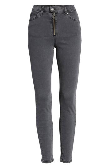 Women's Topshop Moto 'jamie' Zip Ankle Skinny Jeans W X 32l (fits Like 25-26w) - Black