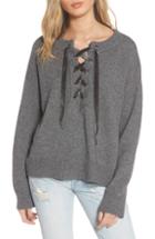 Women's Rails Olivia Wool & Cashmere Lace-up Sweater - Grey