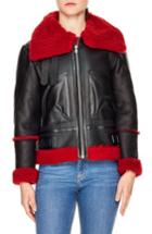 Women's Sandro Genuine Dyed Shearling Jacket - Red