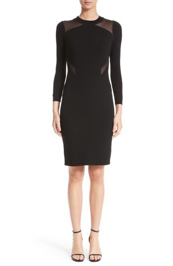 Women's Versace Collection Sheer Detail Knit Dress Us / 38 It - Black