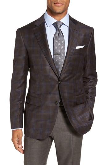 Men's Pal Zileri Classic Fit Plaid Wool Sport Coat Us / 50 Eu R - Brown