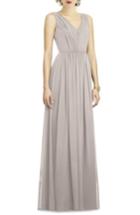 Women's Dessy Collection Shirred Shimmer Chiffon Gown - Beige