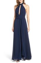Women's Lulus Ruffle Neck Halter Gown