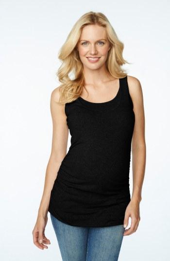 Women's Maternal America Ruched Maternity/nursing Tank Top - Black