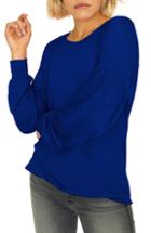 Petite Women's Sanctuary Blouson Sleeve Cozy Top P - Blue